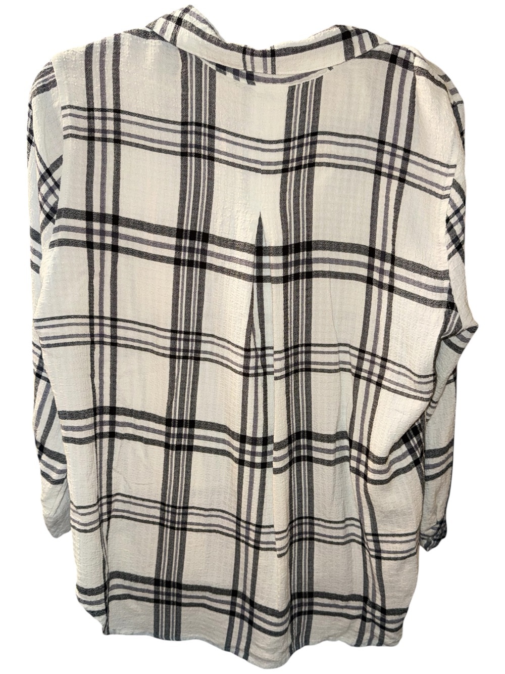 Plaid Button-Down Shirt in Black and White - Picture 2 of 5